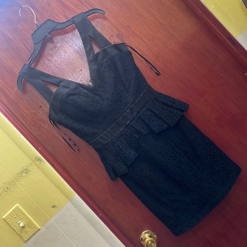XOXO Peplum Lace Mini Dress black size 3/4
